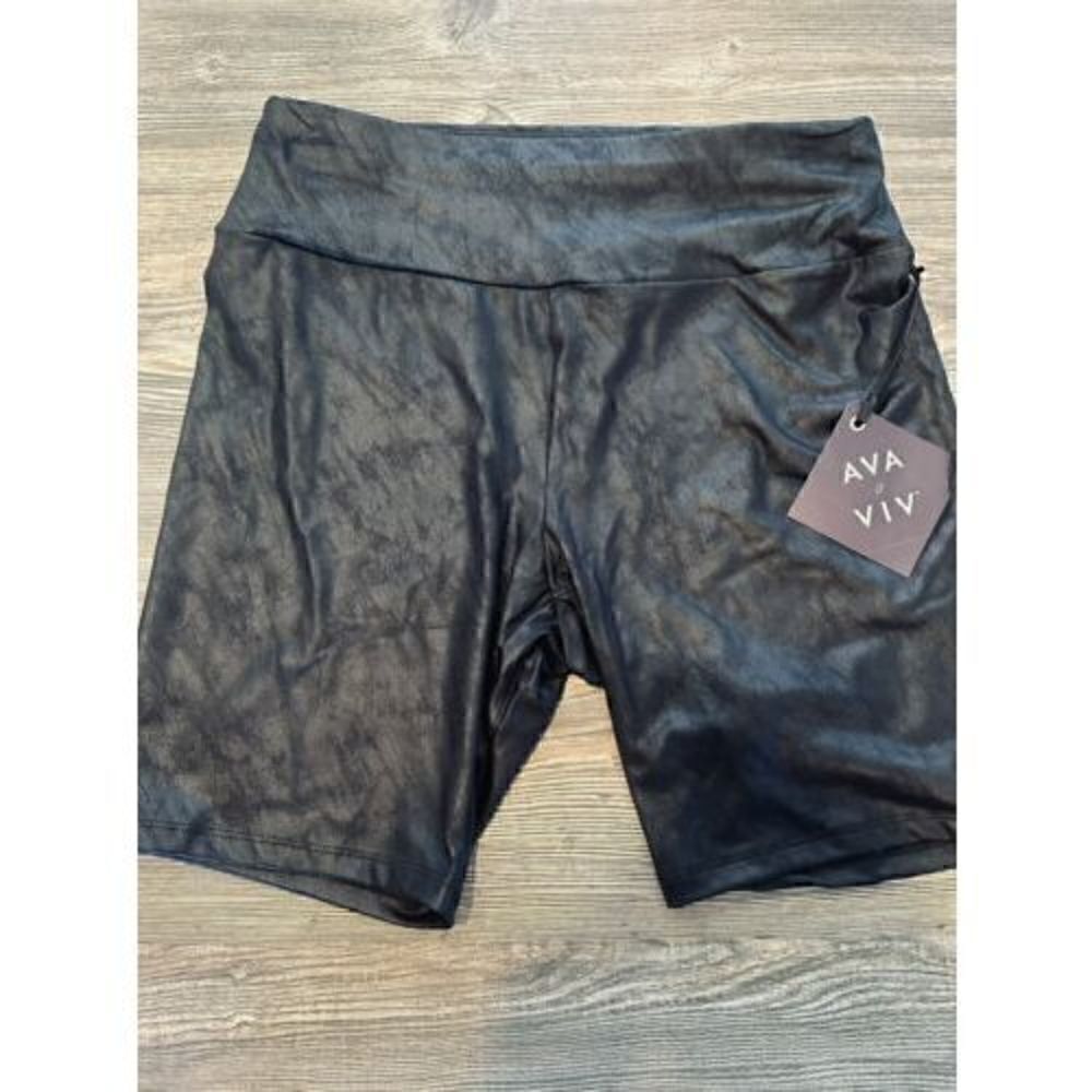 Ava & Viv Women Black Spandex Biker Shorts ~ Size X (14W). New With Tags. C/E